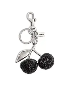Маленький хрустальный брелок в виде вишенки для сумочки Coach, черный