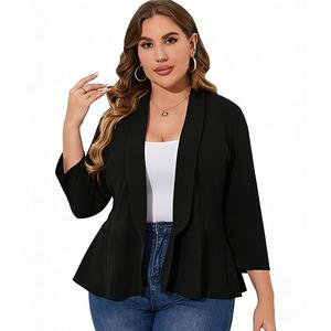 Женский блейзер плюс сайз с открытой застежкой для офиса Seoria, Black