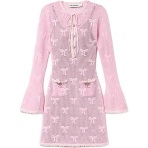 Self-portrait Женское розовое платье с длинными рукавами Self portrait