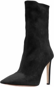 Женские модные ботильоны FOWT с квадратным носком и задней молнией, высокие на шпильке, зимние для вечеринок и повседневной носки, размеры 4-16 US, Black