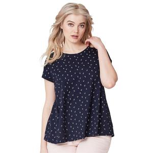 Женская трикотажная футболка трапециевидной формы Ellos больших размеров, цвет Navy Anchor
