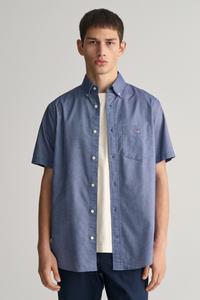 Приталенная оксфордская рубашка стандартного кроя с короткими рукавами Gant, синий