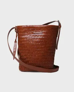 Женская сумка-бандольера из плетеной кожи Toni Pons, коричневый