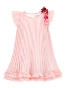 Плиссированное платье с цветочной аппликацией Monnalisa, розовый