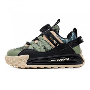 Легкая амортизация и дышащая конструкция. Низкие кроссовки для детей. Детская обувь для повседневной жизни. BOBDOG, зеленый/черный