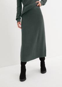 Трикотажная юбка слегка расклешенная Bpc Bonprix Collection, зеленый
