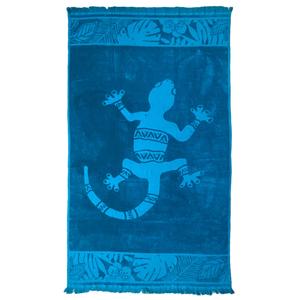 Пляжное полотенце махровое велюр жаккардовое чеканное kariba  Le Comptoir De La Plage, синий