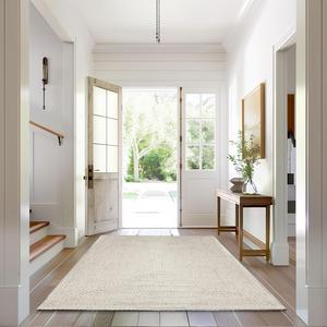 nuLOOM ковер 77 x 183 см однотонный ручного плетения для дома и улицы, подходит для животных, устойчив к нагрузкам и погодным условиям, для патио, балкона, спальни, гостиной, столовой, Wynn Ivory