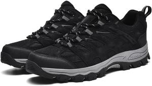 Мужские повседневные туфли Стильные походные и треккинговые туфли для путешествий, прогулок и спорта Легкие кроссовки низкого профиля для бега и комфорта на весь день Qacksv, черный