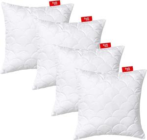 Подушка стеганая премиум-класса SOFTIMI - антиаллергенная - против клещей - без запаха, можно сразу использовать - с регулировкой жесткости (набор из 4 штук 40х40 см)