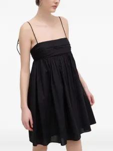 Мини-платье с завязками на бретелях и сборкой Hugo, черный