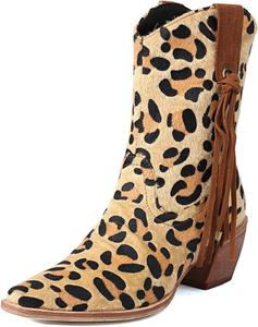Женские ковбойские ботинки Alsoloveu с зауженным носком из замши и массивным каблуком, Large Leopard