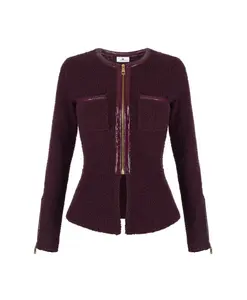 Кардиган Bouclã с виниловыми деталями Elisabetta Franchi, красный