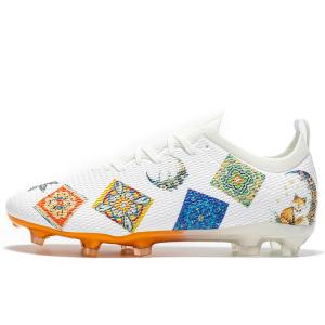 NMR Мужские и женские футбольные бутсы MG с длинными резиновыми шипами противоскользящие износостойкие дышащие белые длинные шипы, цвет White Long Stud