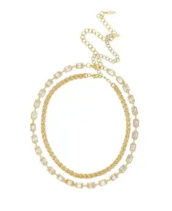 Женский комплект из ожерелий с кристаллами Double the Trouble и цепочкой из 18-каратного золота Ettika, gold