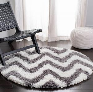 Ковер SAFAVIEH, 122 x 122 см, коллекции Chevron Shag, цвет ivory/grey, артикул SG250C, ручной работы