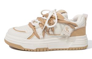 Женские противоскользящие износостойкие низкие кеды для скейтбординга бежево-коричневые Feiyue