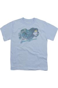 Футболка с акварельным принтом Justice League of America для детей Gildan, светло-голубой