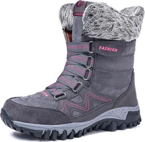 Водонепроницаемые женские ботинки с меховой подкладкой, модные ботильоны на шнуровке, уличные походные ботинки, повседневная зимняя обувь для женщин Generic, #A02-Grey