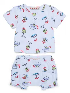 Комплект из футболки и шортов с графичным принтом Marni Kids, белый