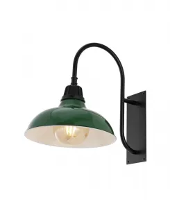 Настенный светильник Stanley 31 см с одним плафоном в стиле "фермерский индустриальный" для внутреннего и наружного использования, с железным кронштейном типа "гусиная шея" Jonathan Y, белый/зеленый