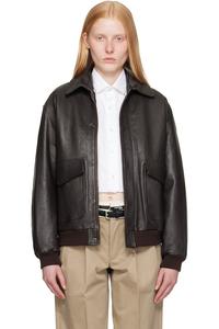 Кожаная куртка-бомбер Hommegirls, коричневый