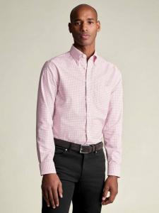 Хлопковая рубашка с длинными рукавами в клетку Charles Tyrwhitt, Dark Pink
