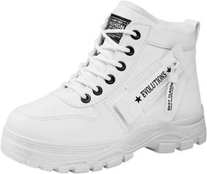 Женские зимние ботинки на шнуровке с теплой плюшевой подкладкой, водоотталкивающая подошва, высокие до щиколотки Laukie, White