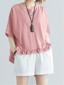 Женская футболка с коротким рукавом и оборками, сшитая по индивидуальному заказу Doux Belle, цвет Pink