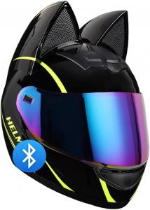 Шлем мотоциклетный ACLFF Cat Ear Bluetooth, черный / желтый