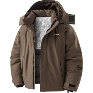 Пуховик мужской с отстегивающимся капюшоном утепленный парка Jeep, coffee