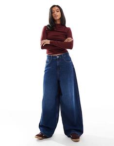 ONLY джинсы-ганги Petite Paulina с высокой талией из темно-синего денима