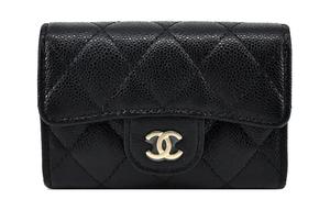 Кошелек для монет из телячьей кожи с брелоком Women's Black CHANEL, Box(Set+Box)