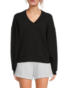 Вышитая хлопковая толстовка с V-образным вырезом DKNY, черный