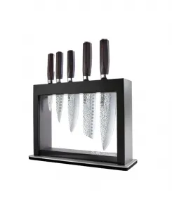 Набор из 6 ножей Damashiro Emperor Hisa с подставкой Cuisine::Pro, черный/коричневый