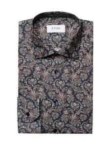 Рубашка-рубашка из хлопка с цветочным принтом Eton, темно-синий