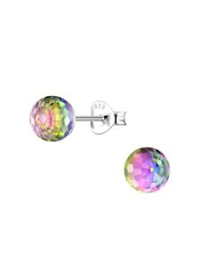 Alexander York Серьги-гвоздики в виде диско-шаров из разноцветного серебра 925 пробы, комплект из 2 штук