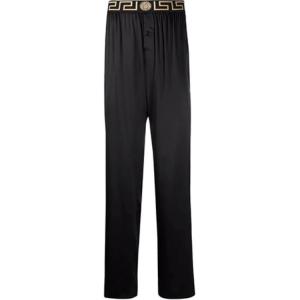 Грека Бордер Шелковые Пижамные Брюки VERSACE, Черный