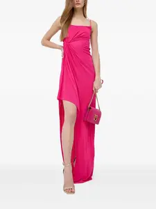 Асимметричное макси-платье с узлом Pinko, розовый