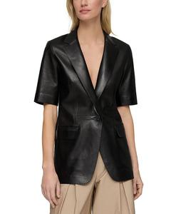 Короткий кожаный блейзер Lafayette 148 New York, черный
