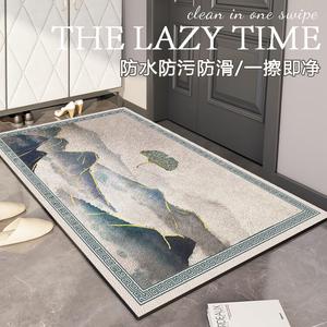 Budis Ковер 80х100 см для прихожей, не скользит, с зеленым пейзажным узором, моющийся