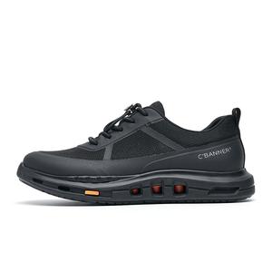 Дышащие, увеличивающие рост, легкие повседневные низкие туфли, мужские, черные C°BANNER, Black