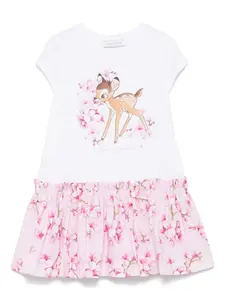 Платье с принтом Bambi из коллаборации с Disney Monnalisa, белый