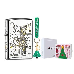 Зажигалки гравировка, Написание поздравительной открытки, Обратитесь в службу поддержки для уточнения деталей ZIPPO, Sniper Bear-золотой Christmas Keychains Gift Box Sets