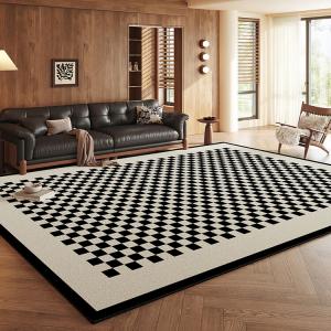 Budis Ковер 300х400 см из искусственной шерсти, клетчатый черный для гостиной/спальни, минимализм