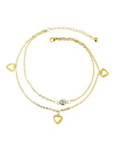 Adeliás Женский браслет в форме сердца из нержавеющей стали со стразами, 26 см, золотой