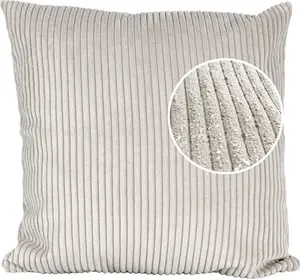 Декоративная подушка 60х60 см, чехол без наполнителя, чехол на молнии, однотонный вельветовый бархат, светло-серый