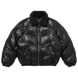 Куртка Supreme x Schott Chevron Leather Down Puffer Jacket, Black