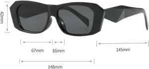 Винтажные прямоугольные солнцезащитные очки, модные квадратные очки, ретро женские очки, солнцезащитные очки с защитой от УФ-излучения UV400 Melrose, Black