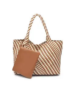 Соломенная сумка-тоут Solana Moda Luxe, коричневый